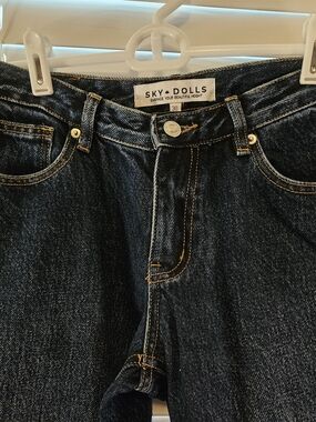 Sky Dolls Dark Wash High Waisted Wide Leg Dark Denim Jeans Size 30